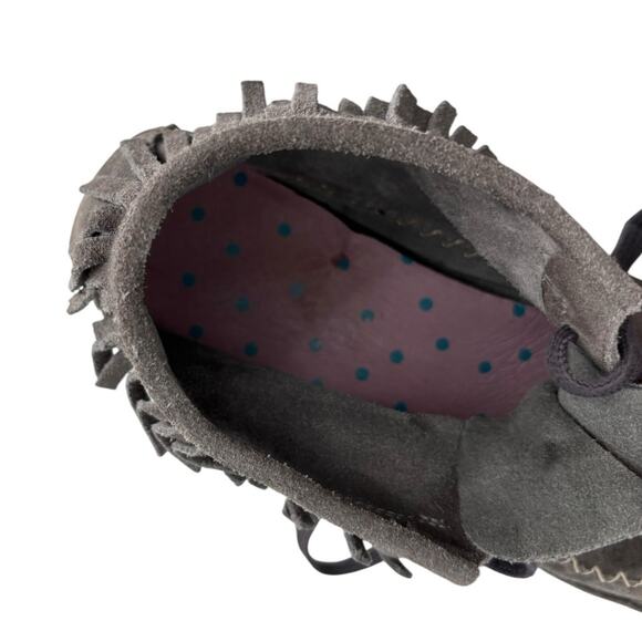 Gudrun Sjoden Suede Boots Moccasins Fringe Size 40 US 9.5 Gray Boho Hippie - Picture 11 of 15